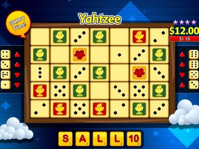 A group of people playing Yahtzee with dice and score sheets