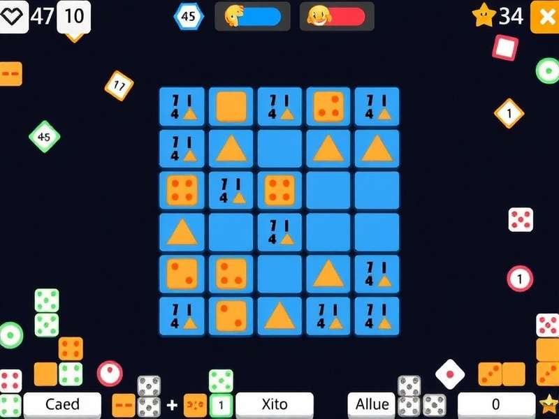 A vibrant image of Yahtzee dice game being played online with digital dice and scorecard