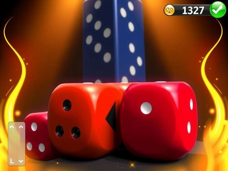 Yahtzee dice game setup with five dice and scoresheet