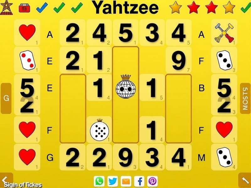 Five dice showing a Yahtzee combination on a wooden table