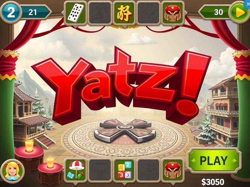 Yahtzee dice rolled on a table