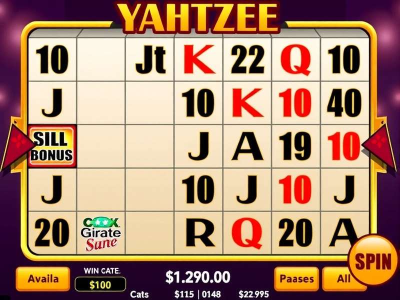 Professional Yahtzee player rolling dice with bonus scorecard visible