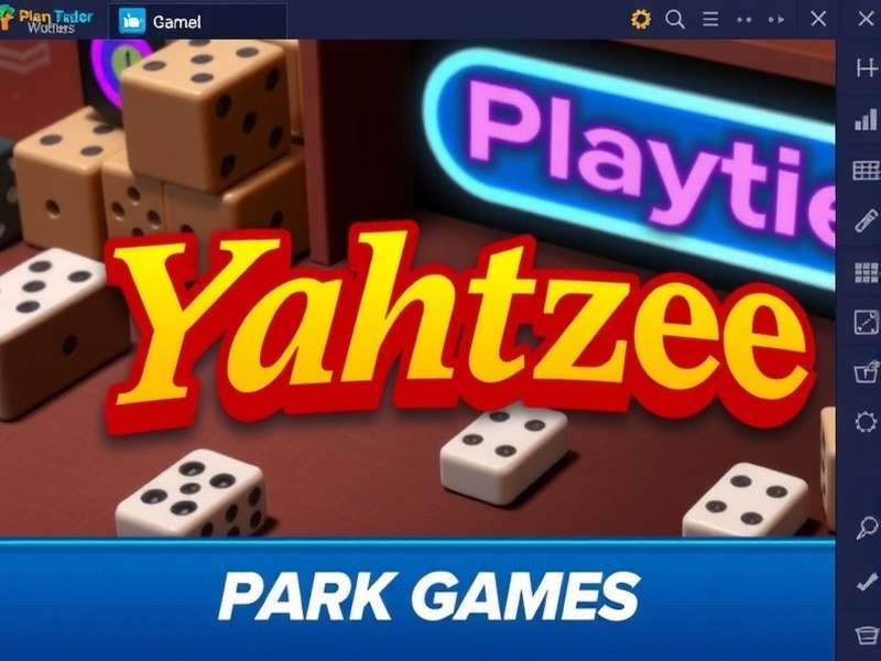 Five dice showing a Yahtzee (all fives) on a wooden table