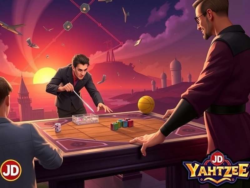 Jd Yahtzee dice game in progress showing five dice with various scores