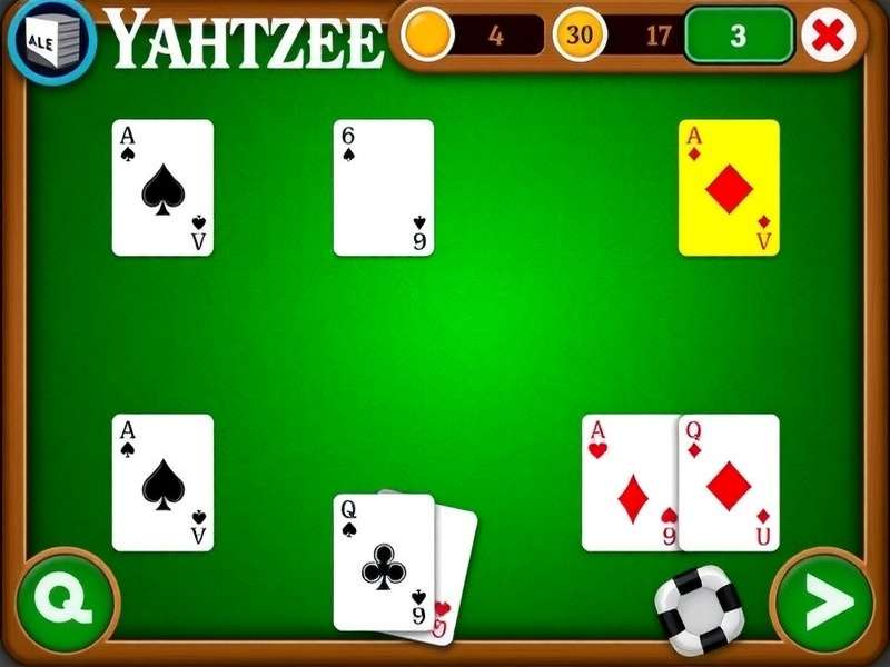 Five dice showing a Yahtzee roll with all dice displaying the number six