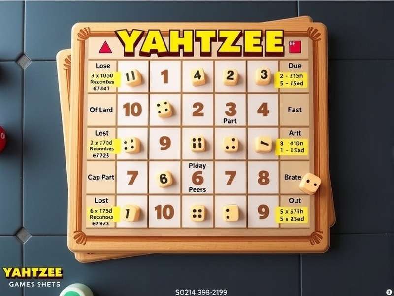 Example of a Yahtzee score sheet with filled scores