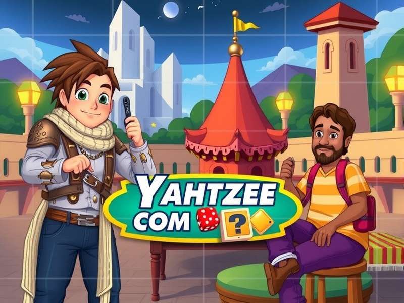 Yahtzee game board with dice and scorecard