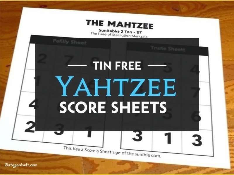Collection of printable Yahtzee score sheets with dice