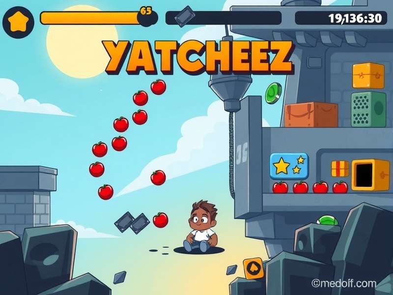 Five dice showing a Yahtzee combination of all sixes on a wooden table