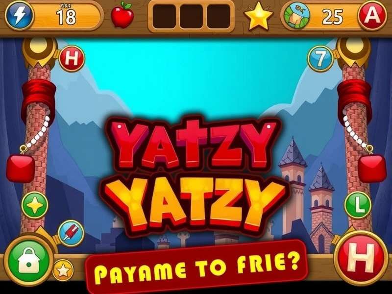 Five dice showing a Yahtzee (all fives) on a wooden table