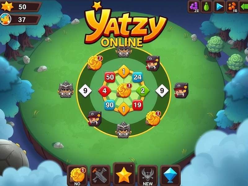 Yatzy Online – Yahtzee dice and scorecard on a vibrant table