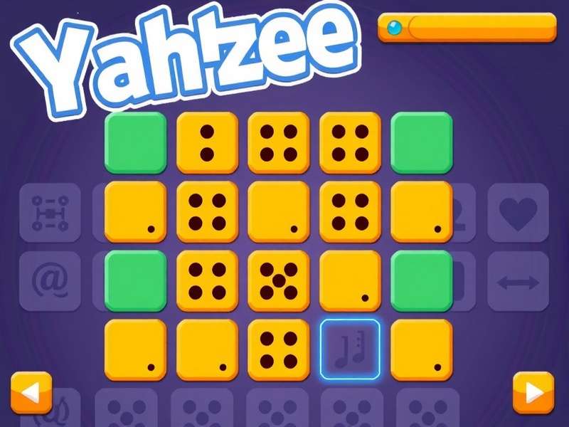 Free Yahtzee Game - digital dice on a scorecard with vibrant colors