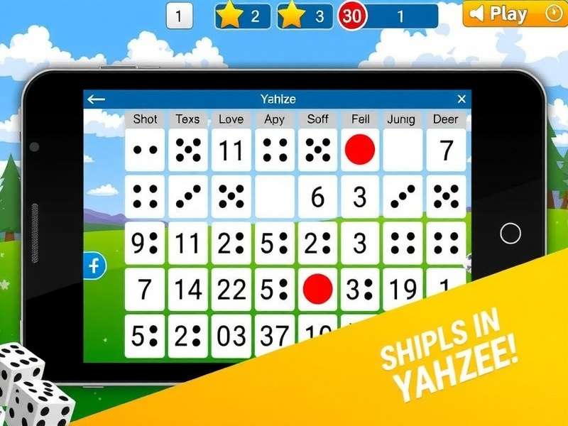 Free Yahtzee Online – Classic dice game setup with five dice and scorecard