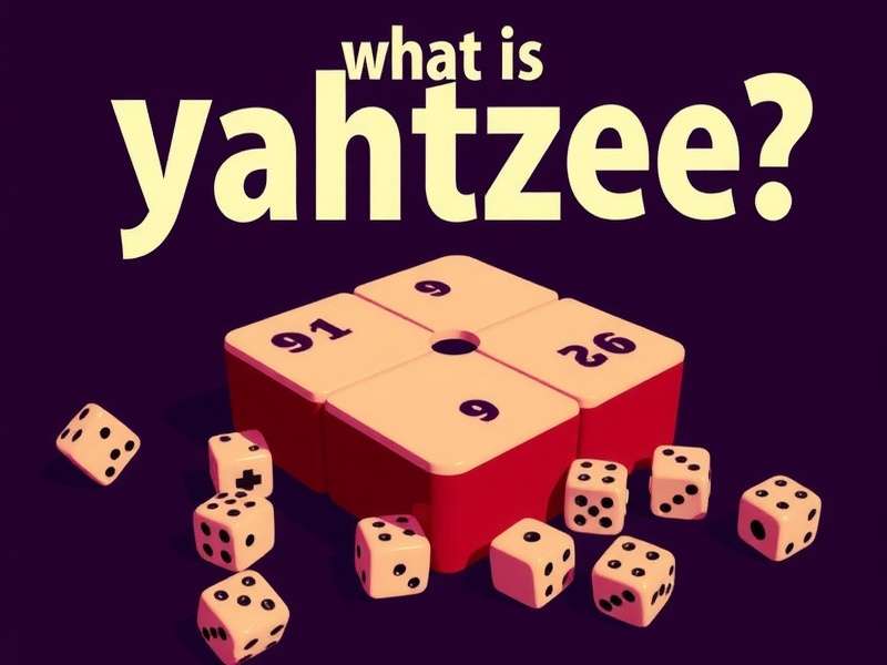 Yahtzee dice game setup with scorecard and five dice